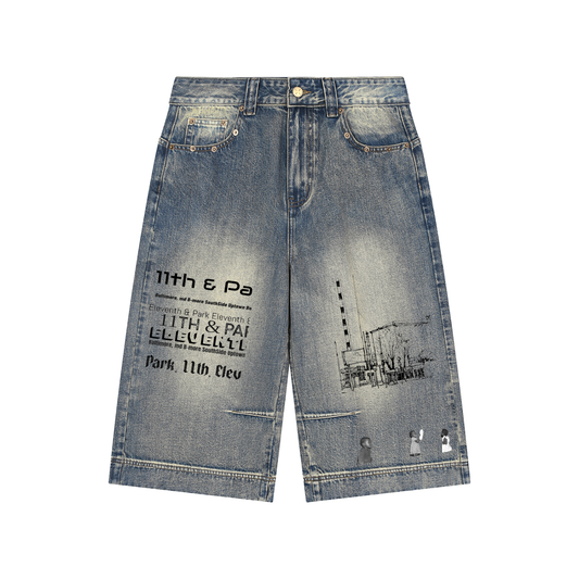 Vintage Wash Baggy Denim Capris ( John Cenas )