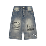 Vintage Wash Baggy Denim Capris ( John Cenas )