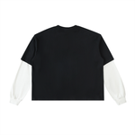 Layered Contrast Sleeve Cotton T-Shirt