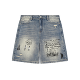 Faded Vintage Baggy Denim Shorts