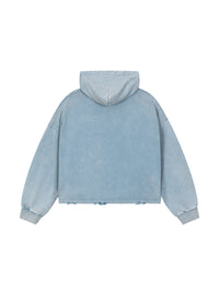 Vintage Washed Frayed-Hem Hoodie